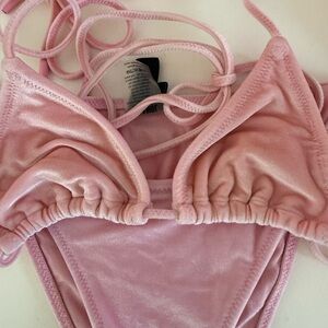 Pink Velvet Triangl Bikini Set